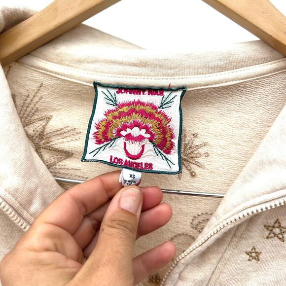 Johnny Was Lunata Half Zip Sweater Celestial Quarter Zip Beige Cream XS Pullover - Picture 4 of 12